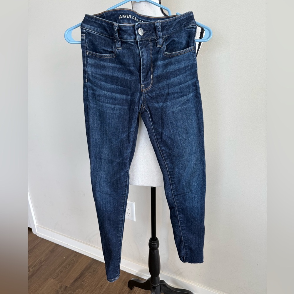 American Eagle Outfitters Dark Blue Skinny Jeans - Long